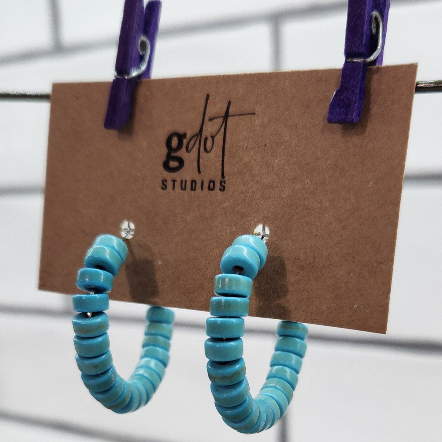 Hoop Earrings Turquoise Beads