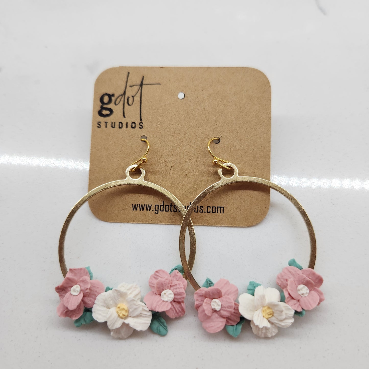 Polymer Clay Floral Hoop Earrings