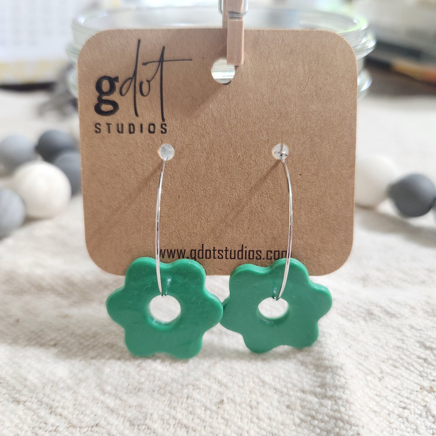 Polymer Clay Flower Hoop Earrings