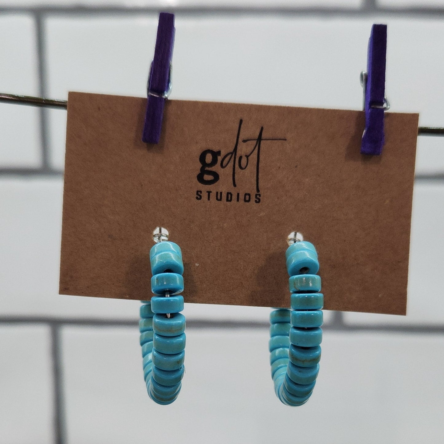 Turquoise Beaded Hoop Earrings