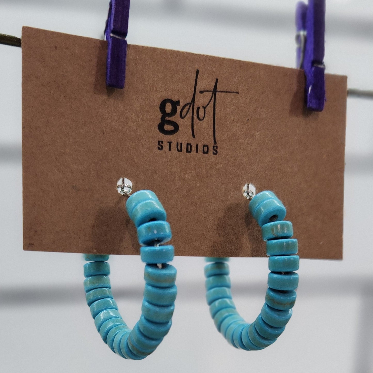 Turquoise Beaded Hoop Earrings