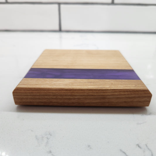 Wood & Purple Epoxy Coaster Set