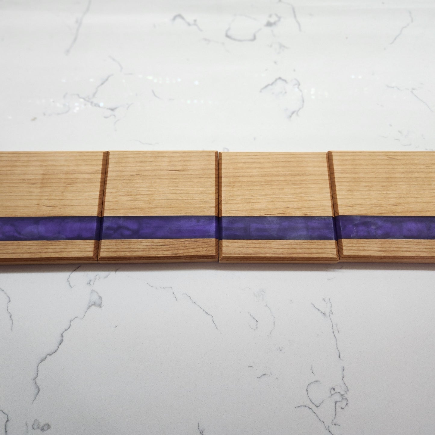 Wood & Purple Epoxy Coaster Set