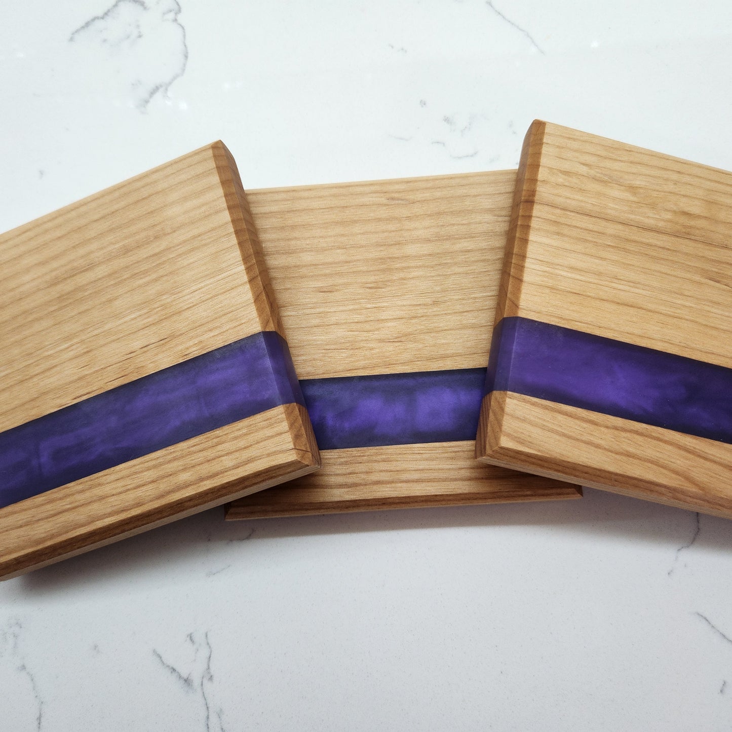 Wood & Purple Epoxy Coaster Set