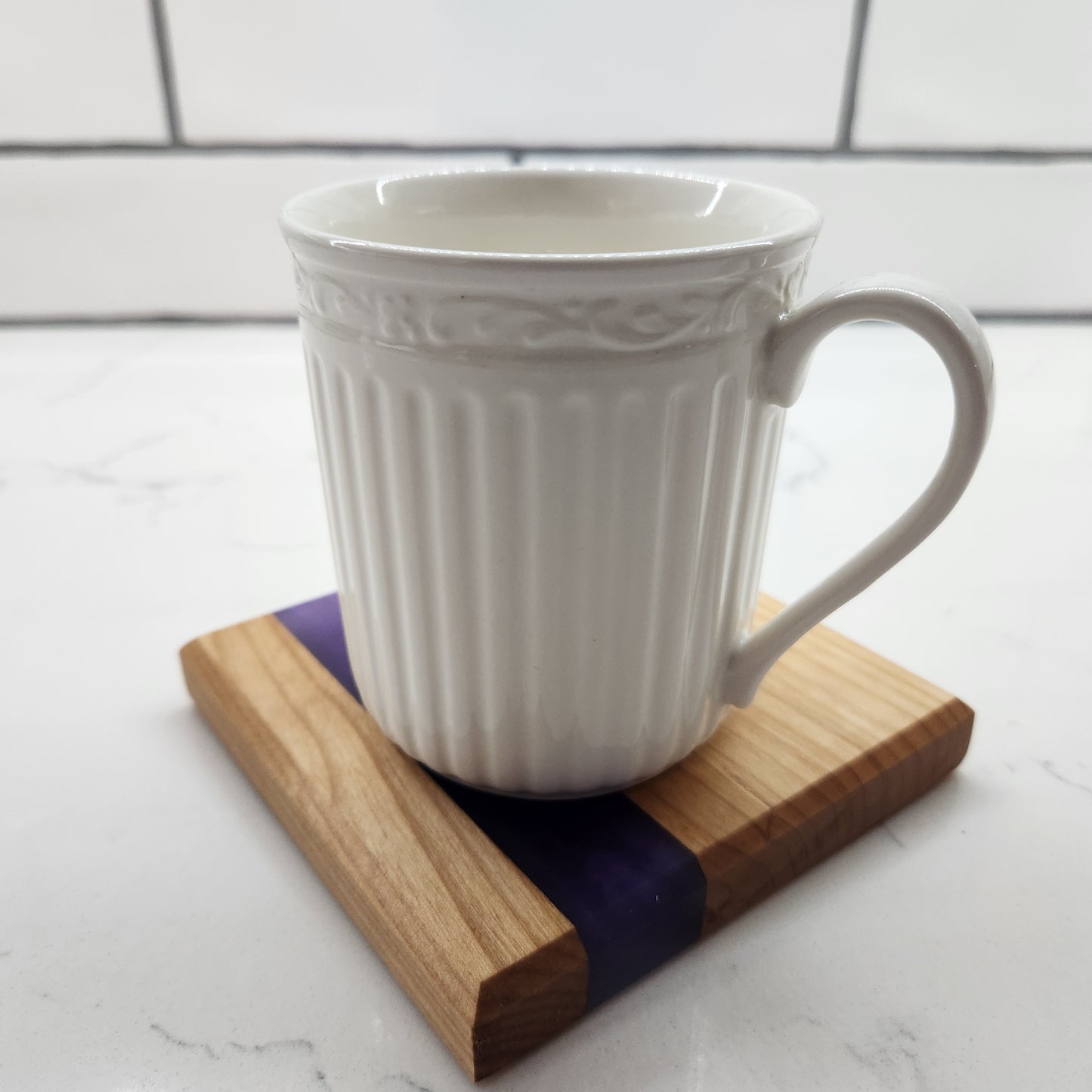 Wood & Purple Epoxy Coaster Set