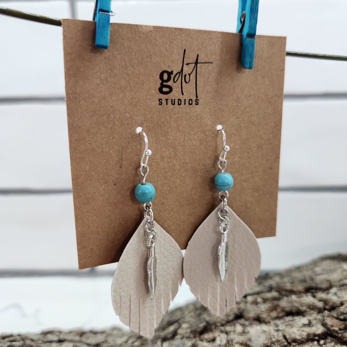 Faux Leather Fringe Earrings with Bead & Charm