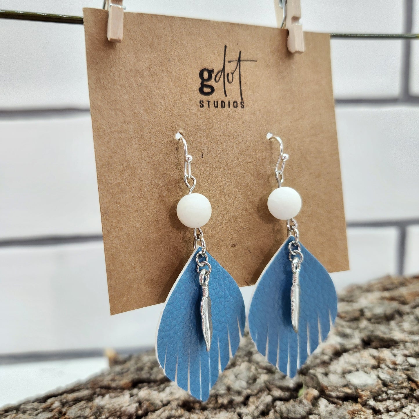 Faux Leather Fringe Earrings with Bead & Charm