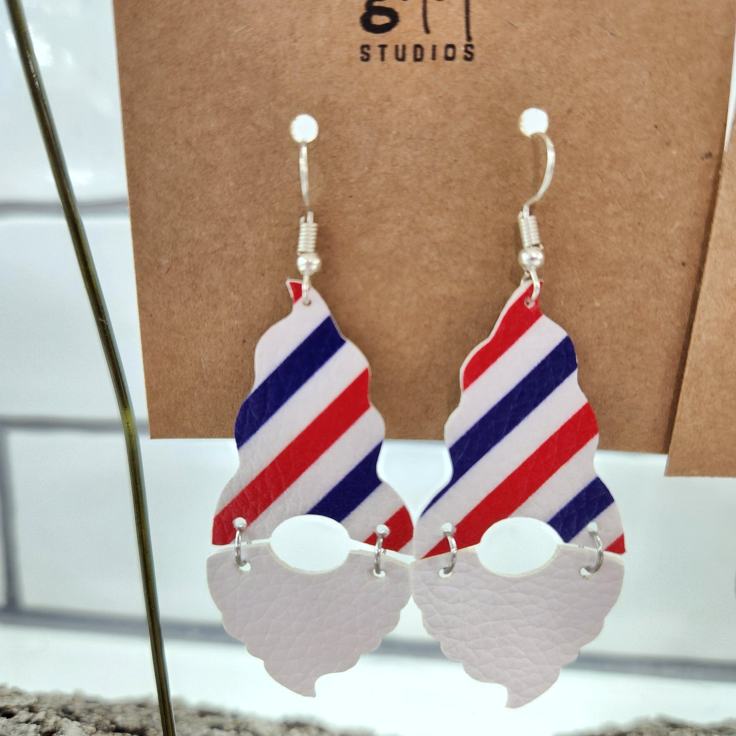 Patriotic Gnome Faux Leather Earrings