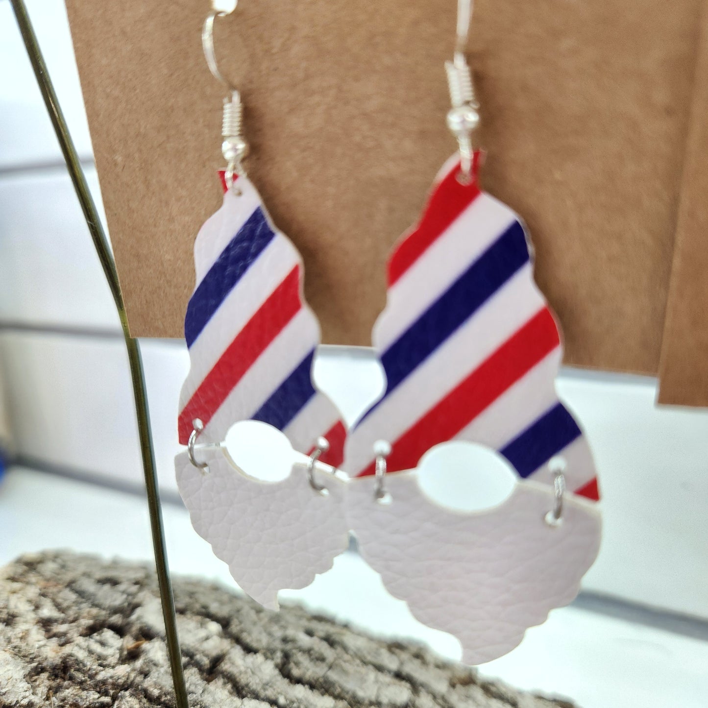 Patriotic Gnome Faux Leather Earrings