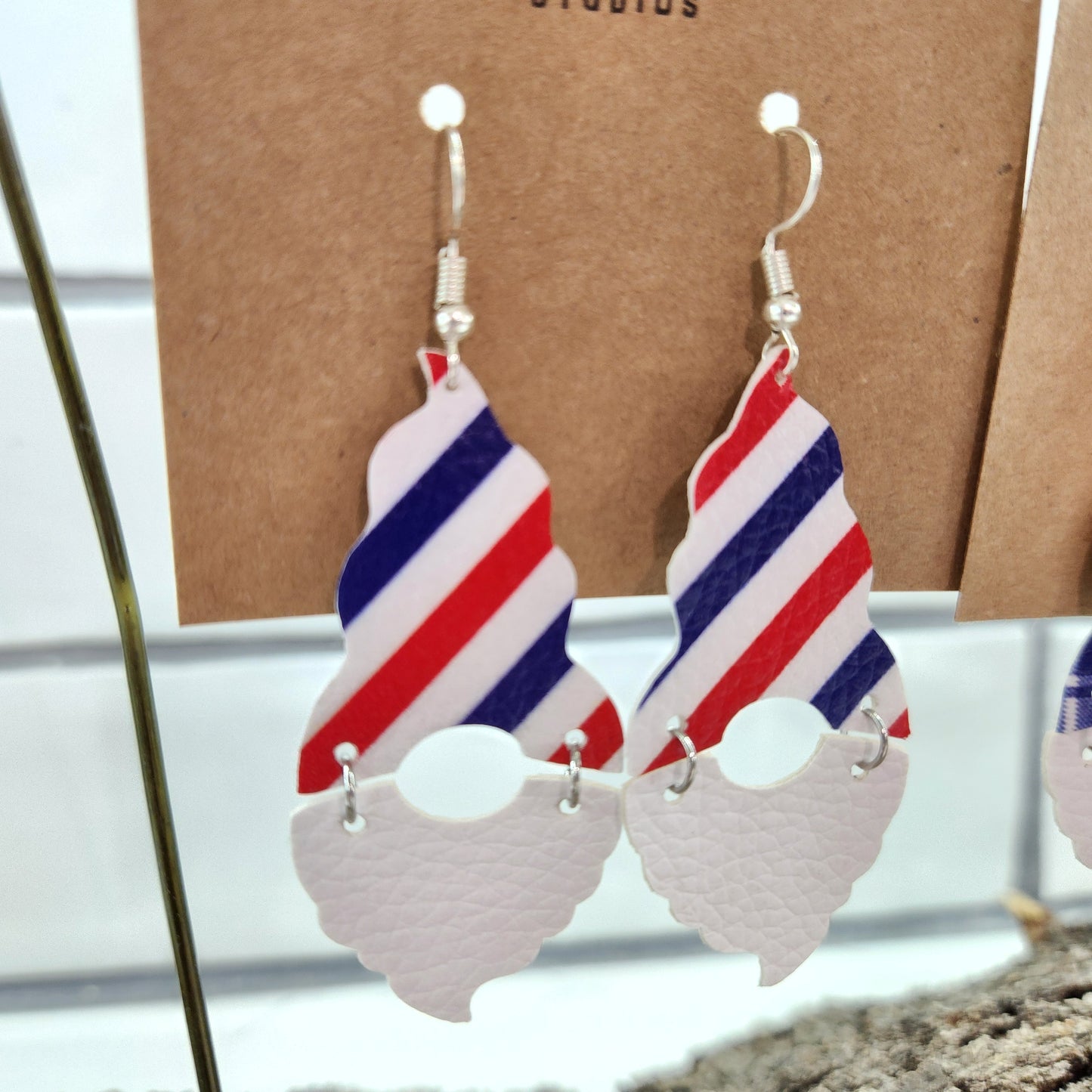 Patriotic Gnome Faux Leather Earrings