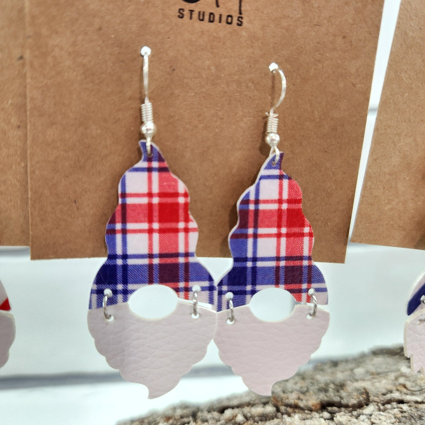 Patriotic Gnome Faux Leather Earrings