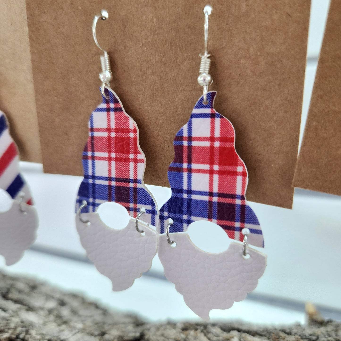 Patriotic Gnome Faux Leather Earrings