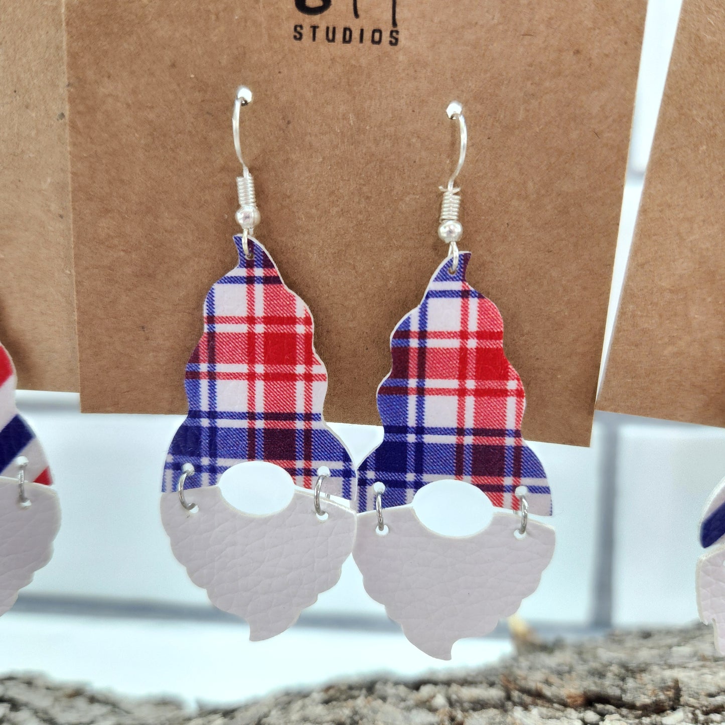 Patriotic Gnome Faux Leather Earrings