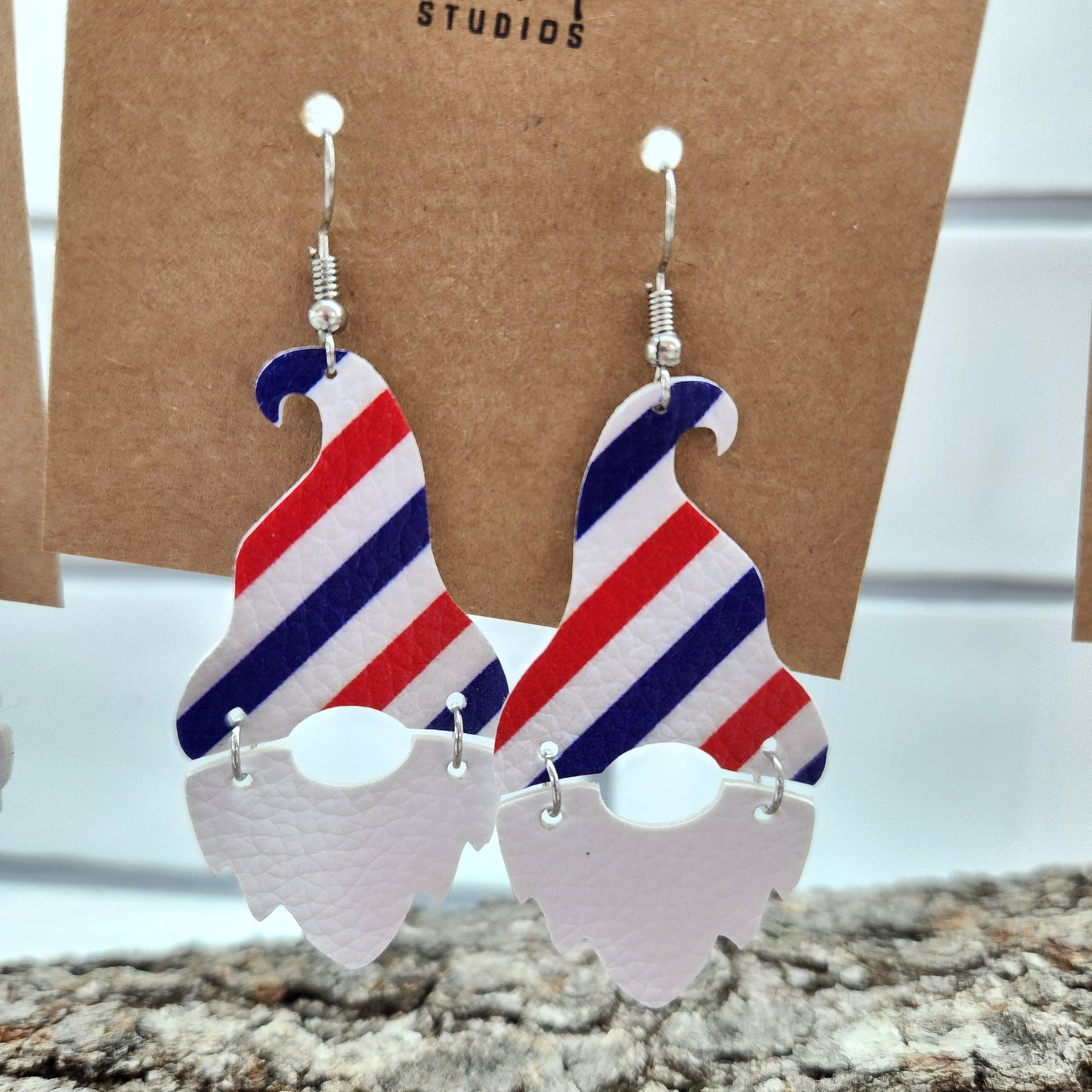 Patriotic Gnome Faux Leather Earrings