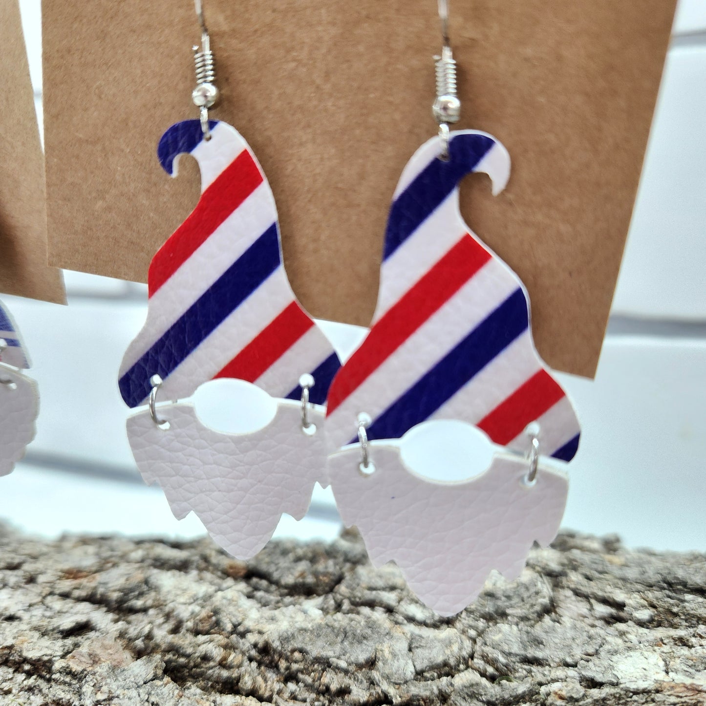 Patriotic Gnome Faux Leather Earrings