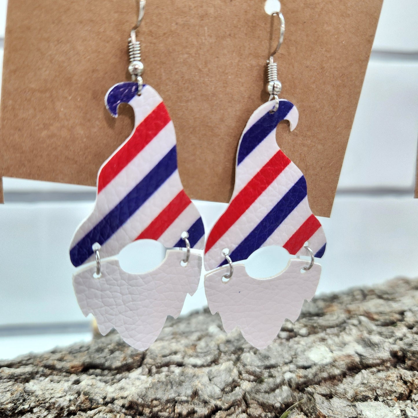 Patriotic Gnome Faux Leather Earrings