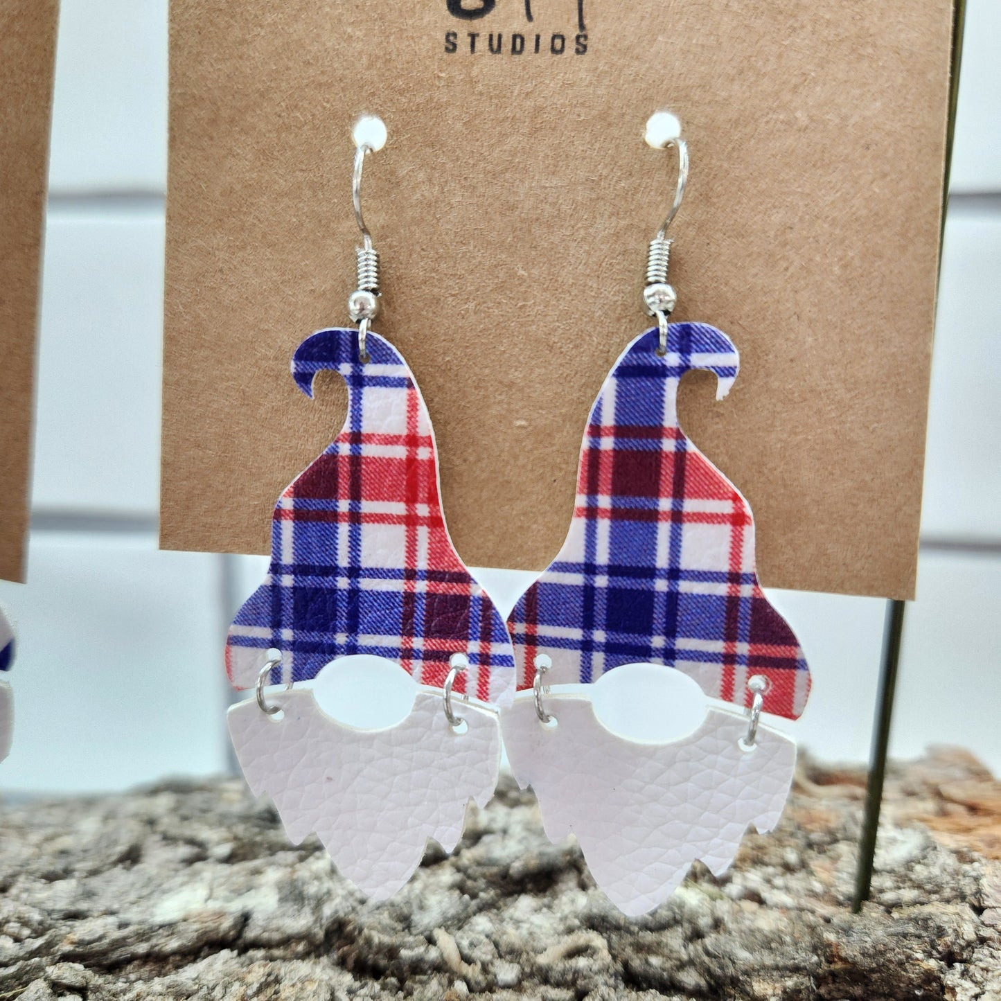 Patriotic Gnome Faux Leather Earrings