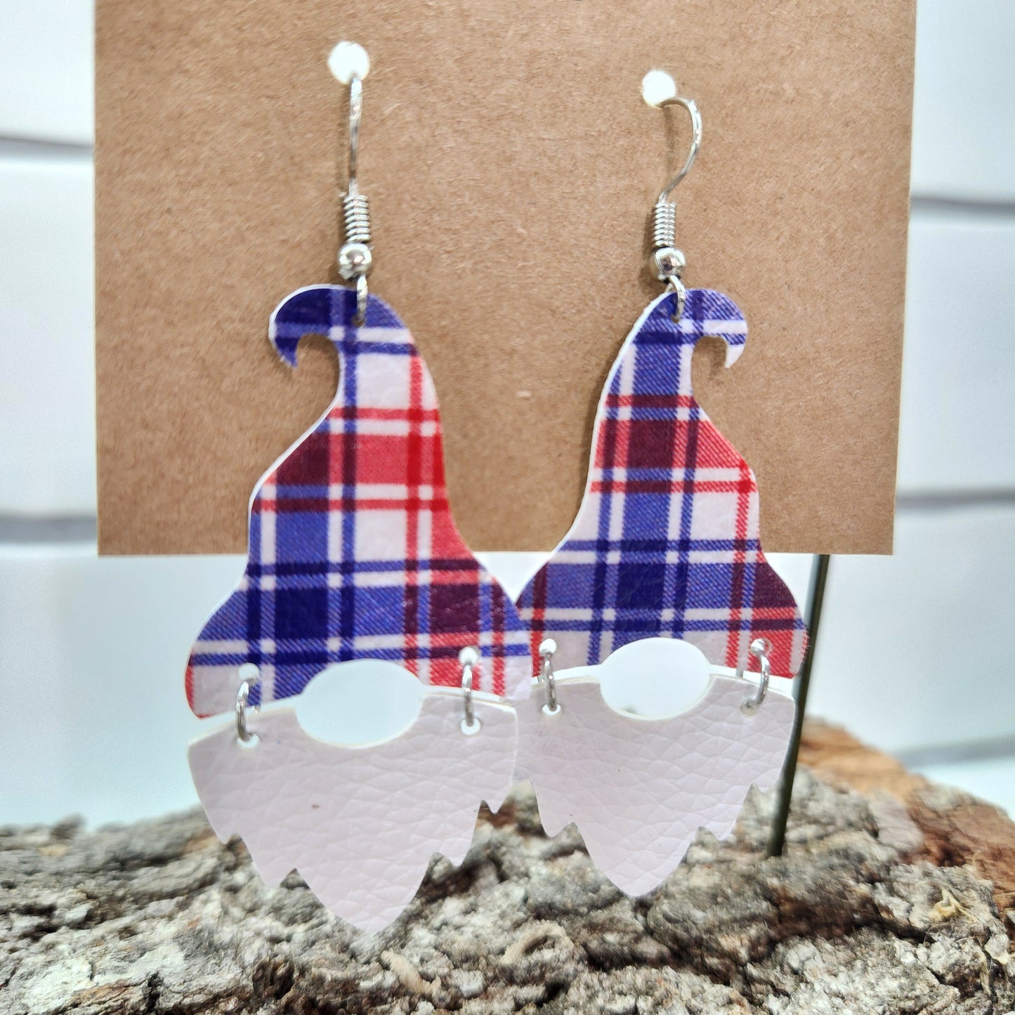 Patriotic Gnome Faux Leather Earrings