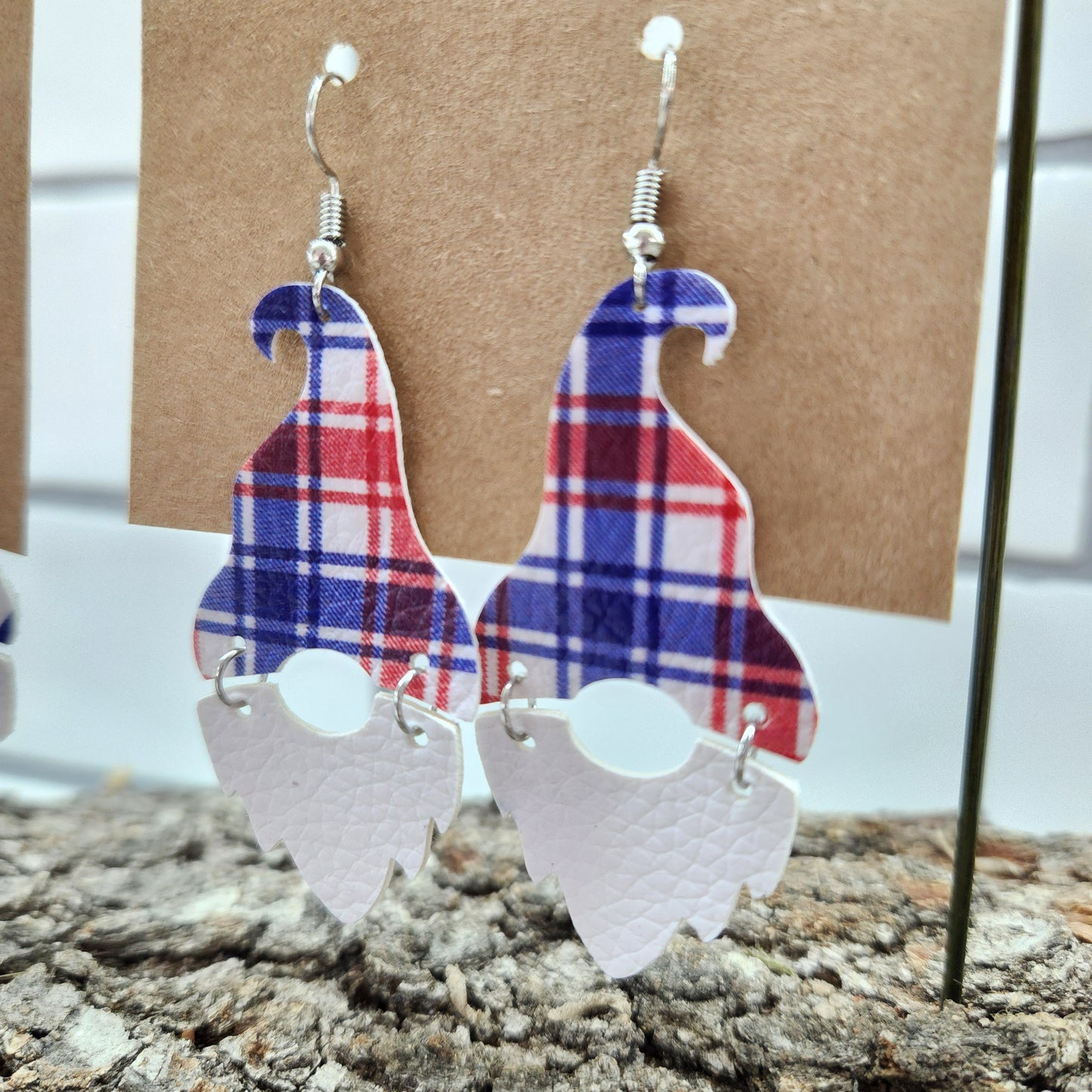 Patriotic Gnome Faux Leather Earrings