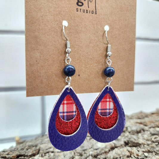 Patriotic Layered Teardrop Faux Leather Earrings