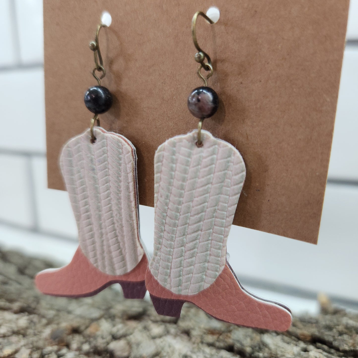 Western Boots Faux Leather Earrings