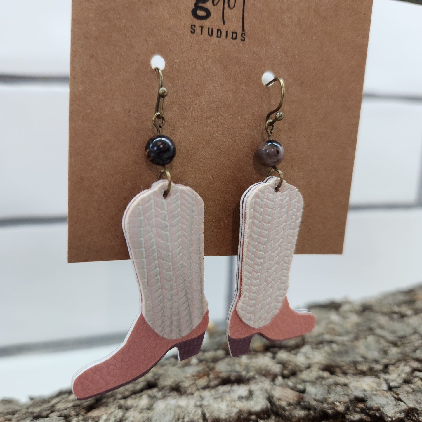 Western Boots Faux Leather Earrings