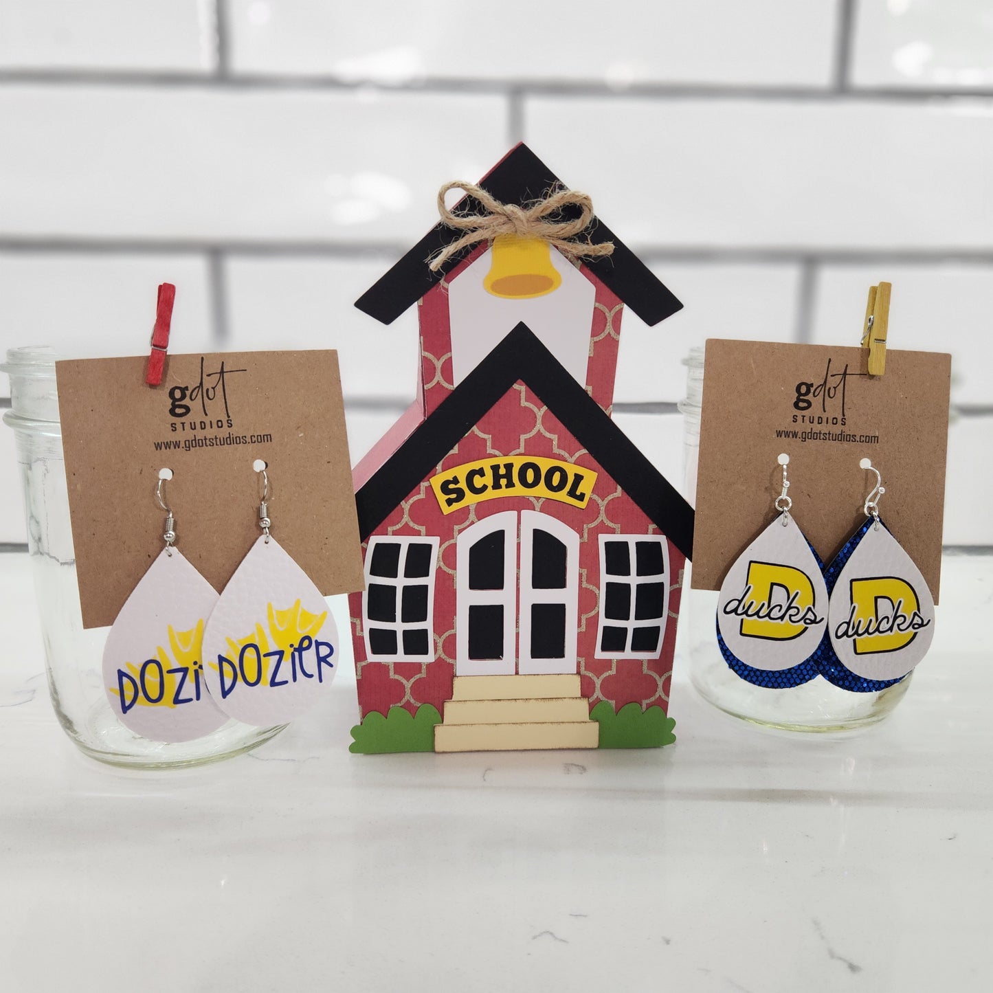 School Mascot Faux Leather Earrings