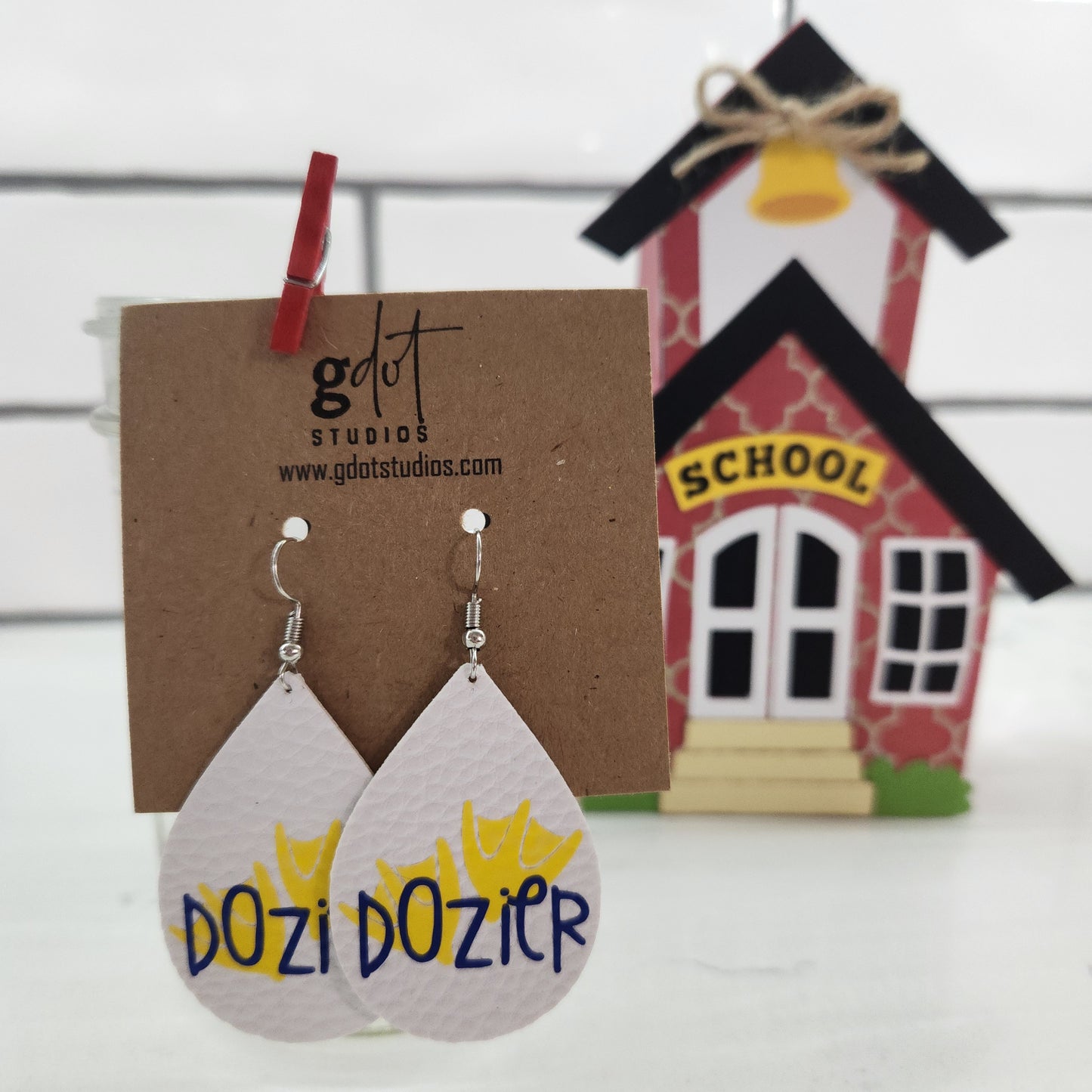 School Mascot Faux Leather Earrings