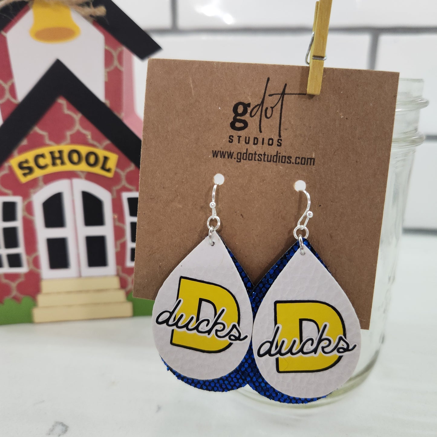 School Mascot Faux Leather Earrings