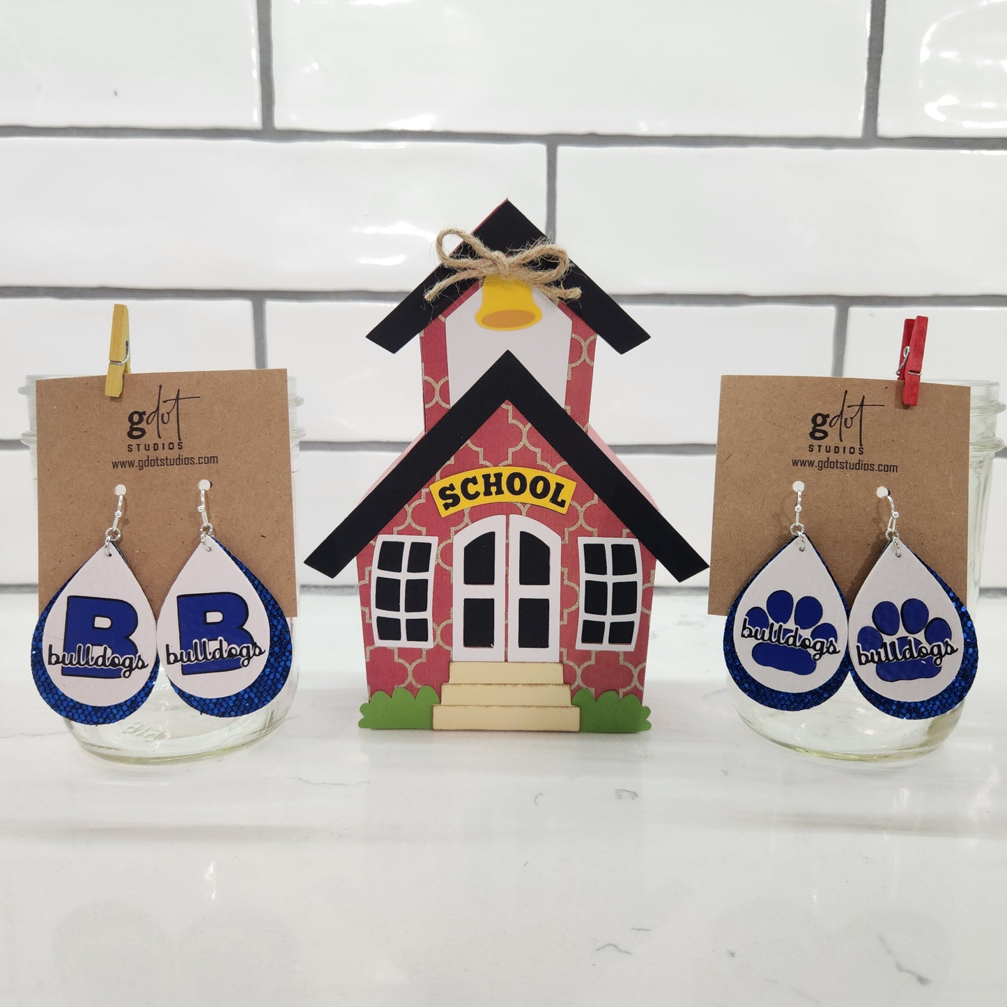 School Mascot Faux Leather Earrings