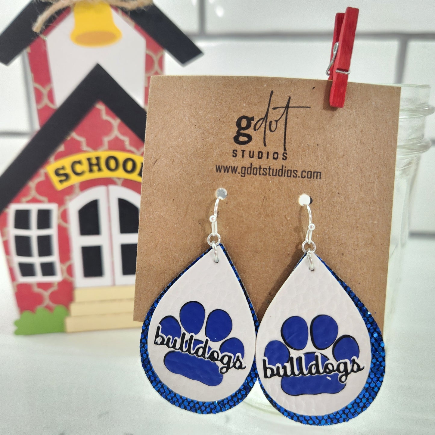 School Mascot Faux Leather Earrings