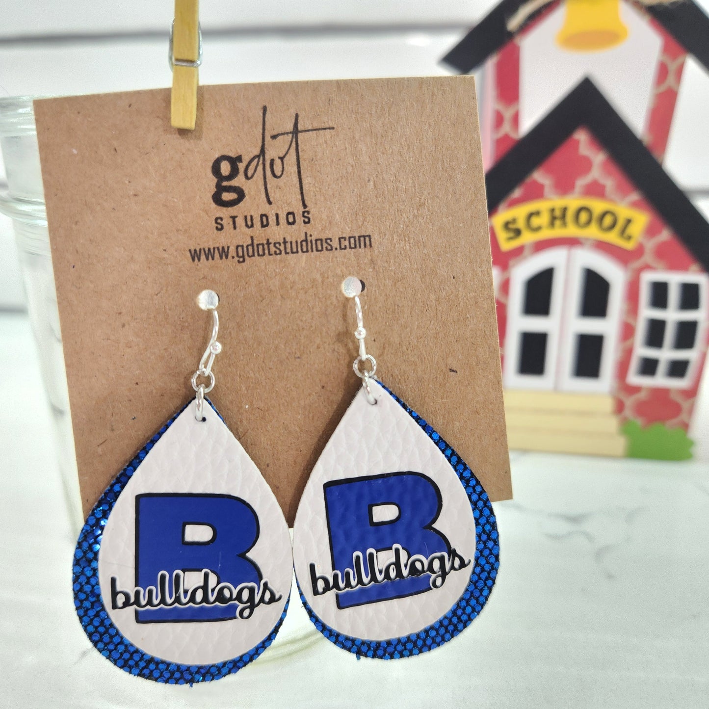 School Mascot Faux Leather Earrings