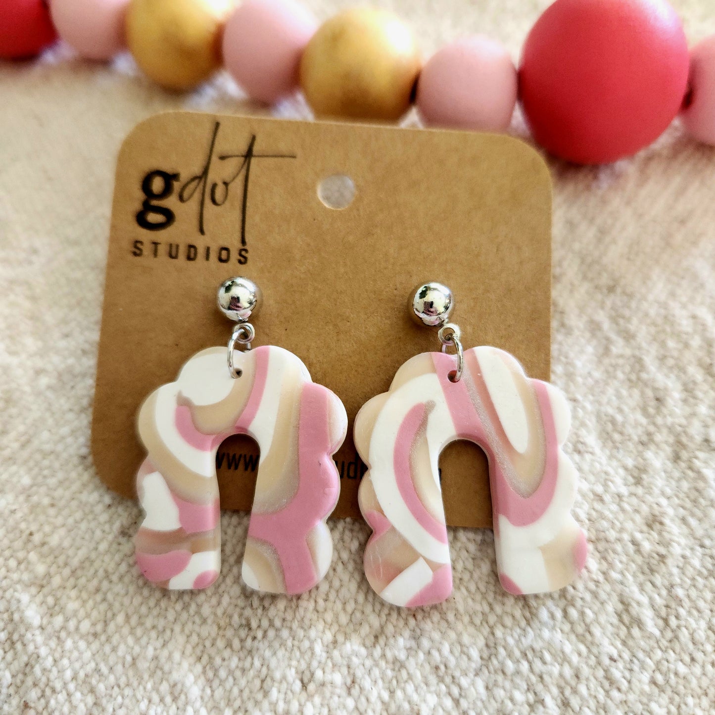 Polymer Clay Pink Marble Earring Collection; Summer Vacation Accessories; Groovy Earrings; Statement Jewelry
