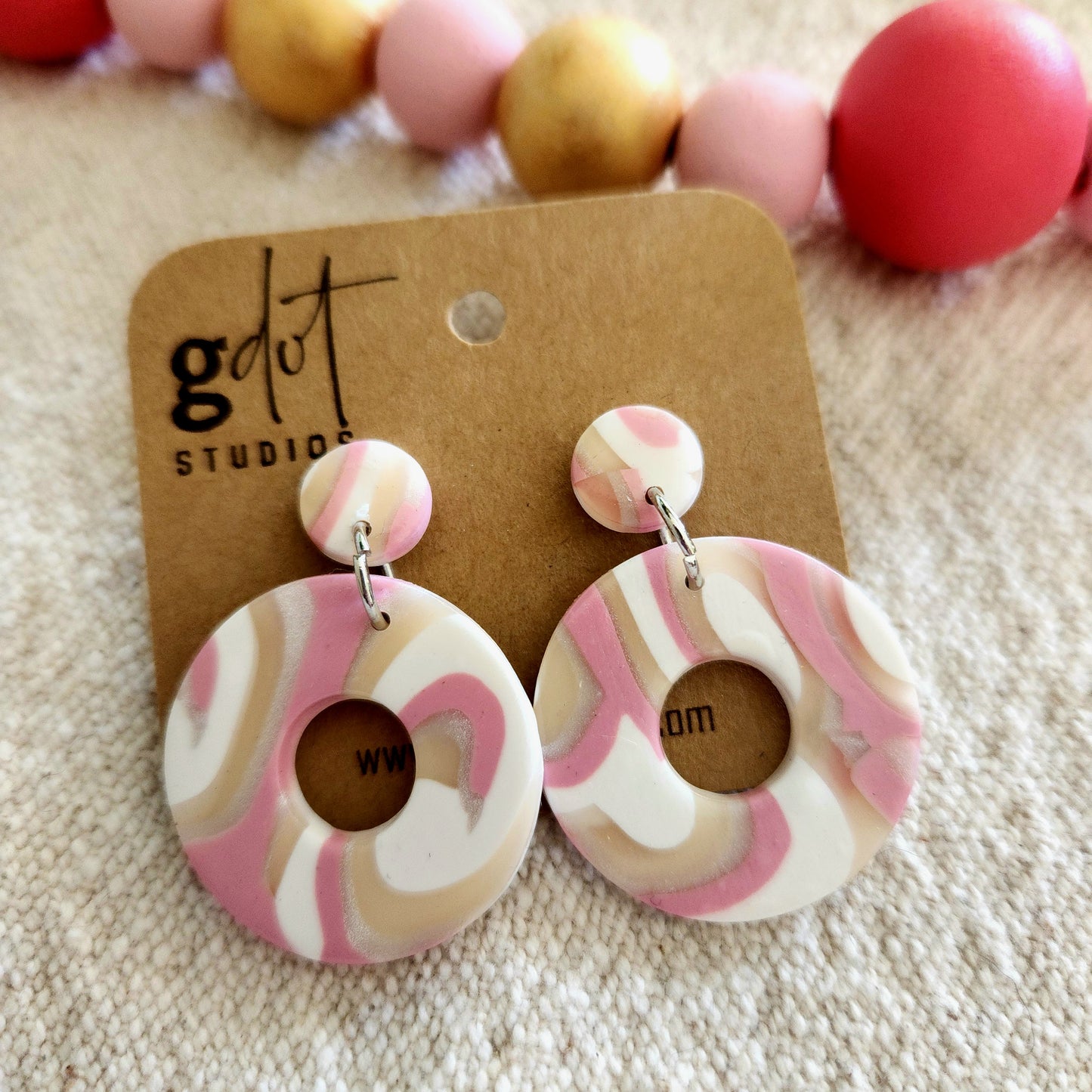 Polymer Clay Pink Marble Earring Collection; Summer Vacation Accessories; Groovy Earrings; Statement Jewelry