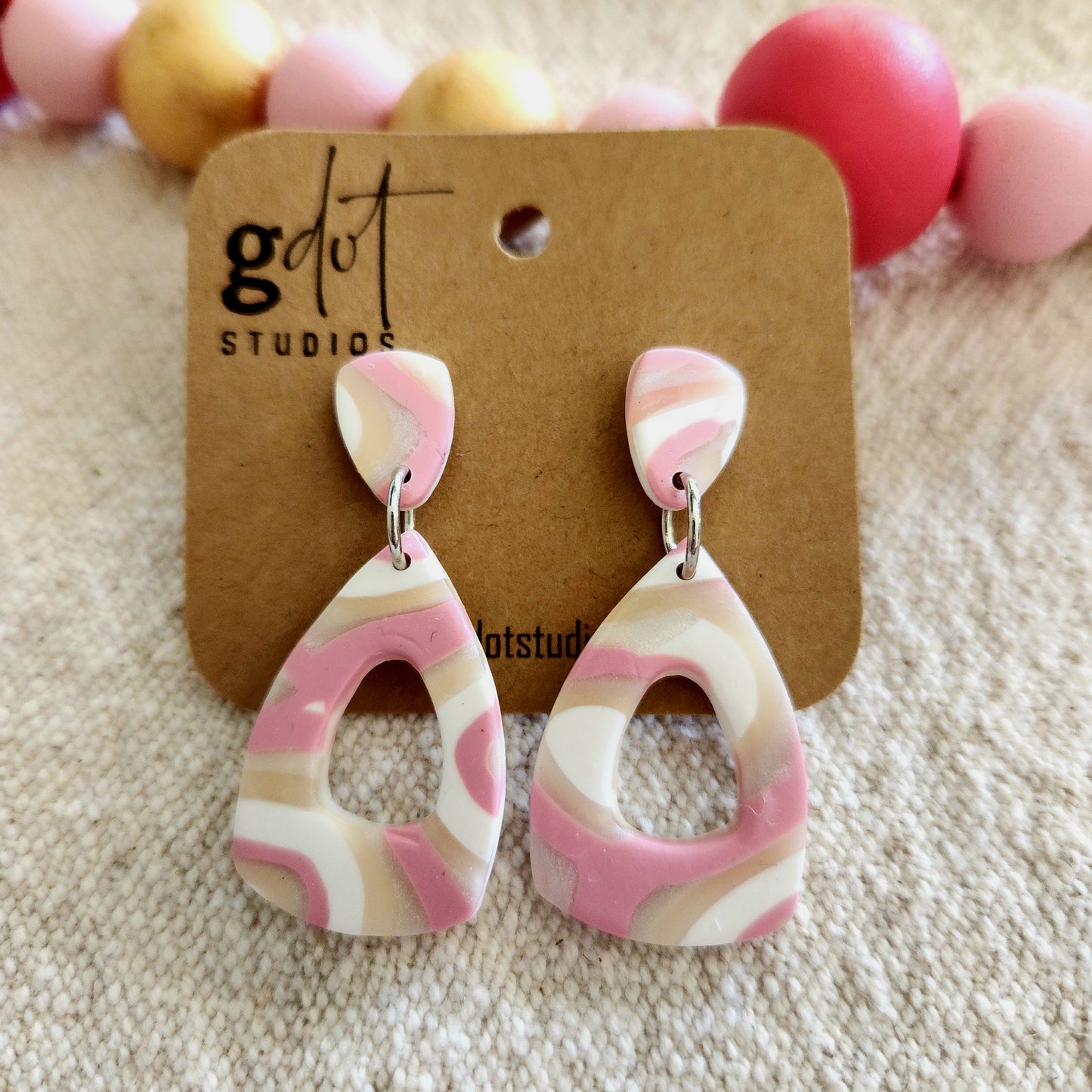 Polymer Clay Pink Marble Earring Collection; Summer Vacation Accessories; Groovy Earrings; Statement Jewelry