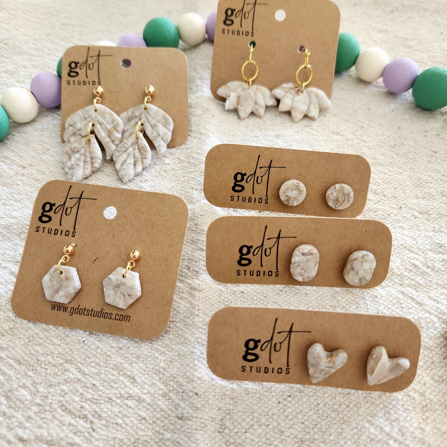 White & Gold Marble Earring Collection; Special Event Accessories; Elegant Jewelry; Sophisticated Earrings