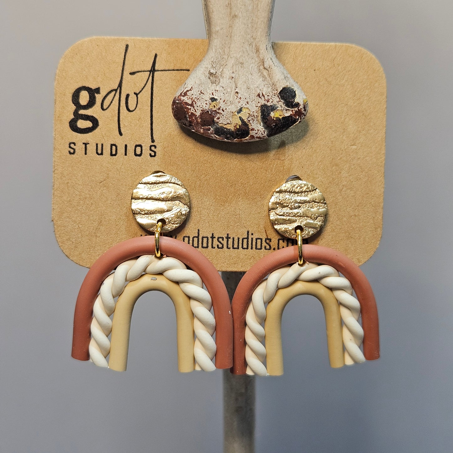 Polymer Clay Twisted Rainbow Earrings; Neutral Accessories; Unique Jewelry