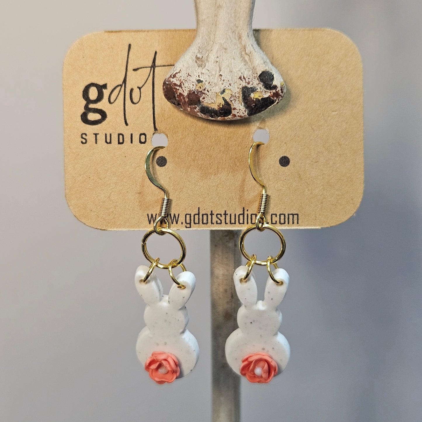 Spring Bunny Dangles; Polymer Clay Easter Earrings; Lightweight Jewelry