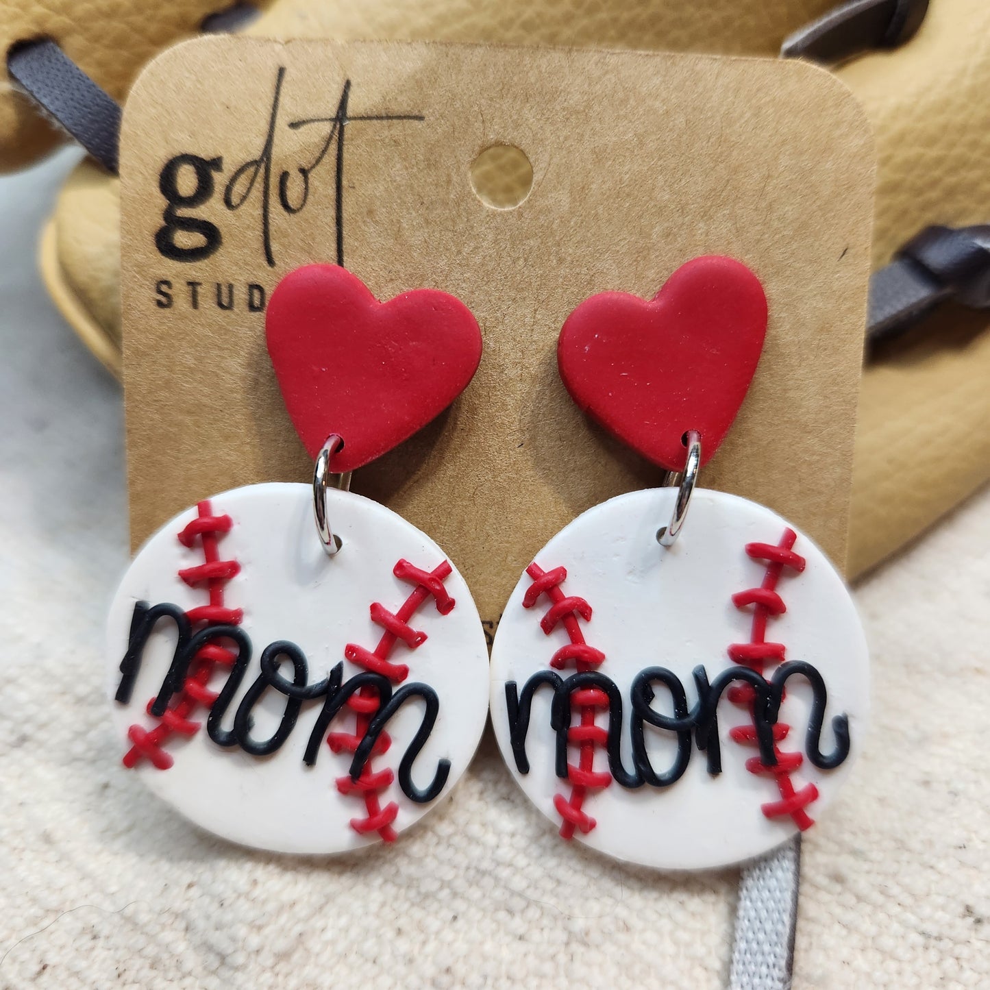 Polymer Clay Baseball Earrings; Trendy Sports Accessories; Mom Gear