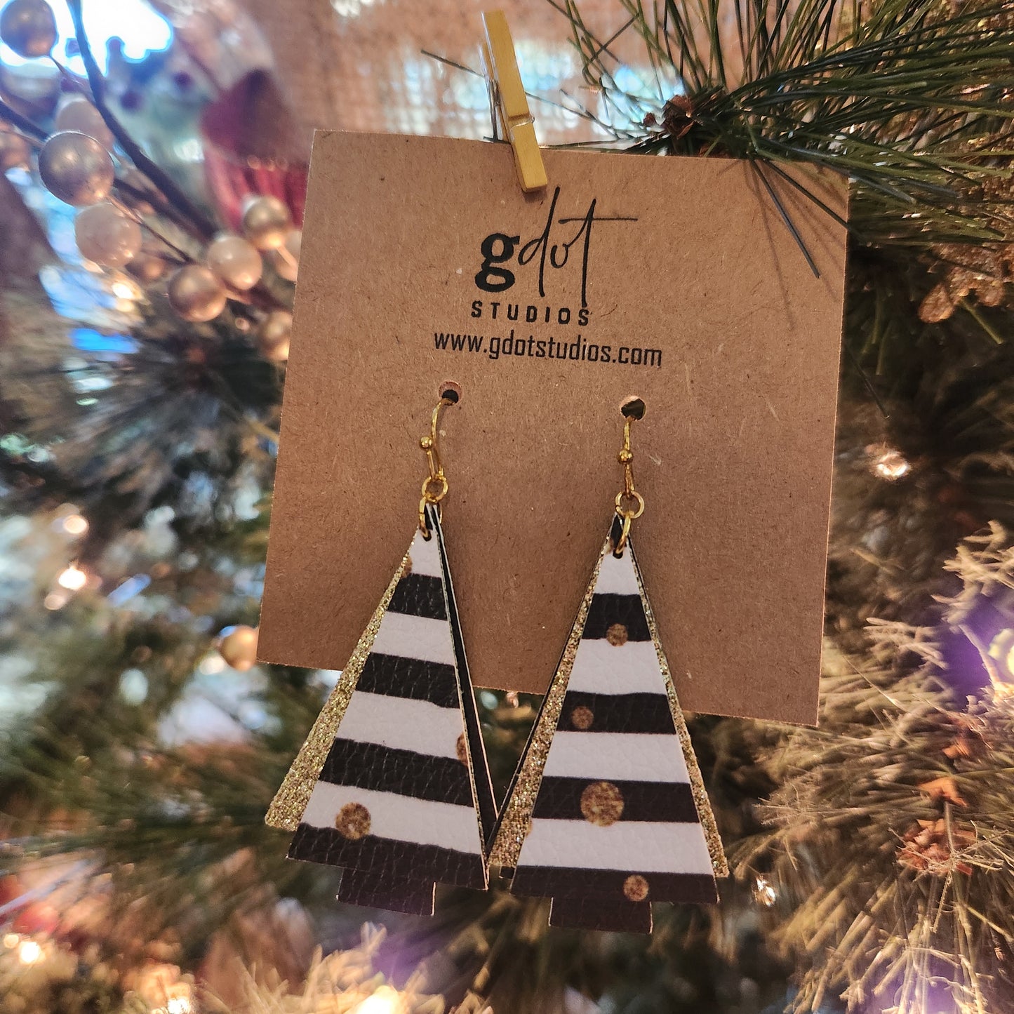 Christmas Tree Triangles Faux Leather Earrings