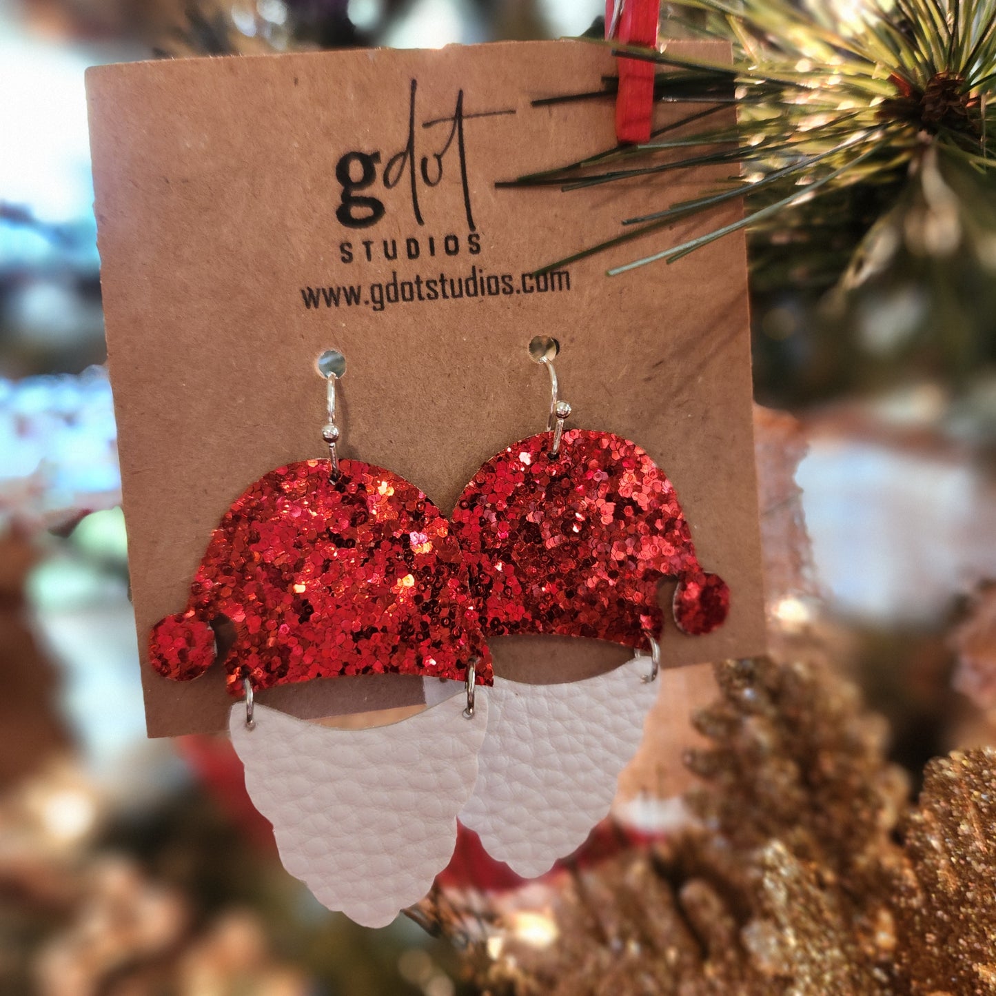 Christmas Santa Claus Faux Leather Earrings