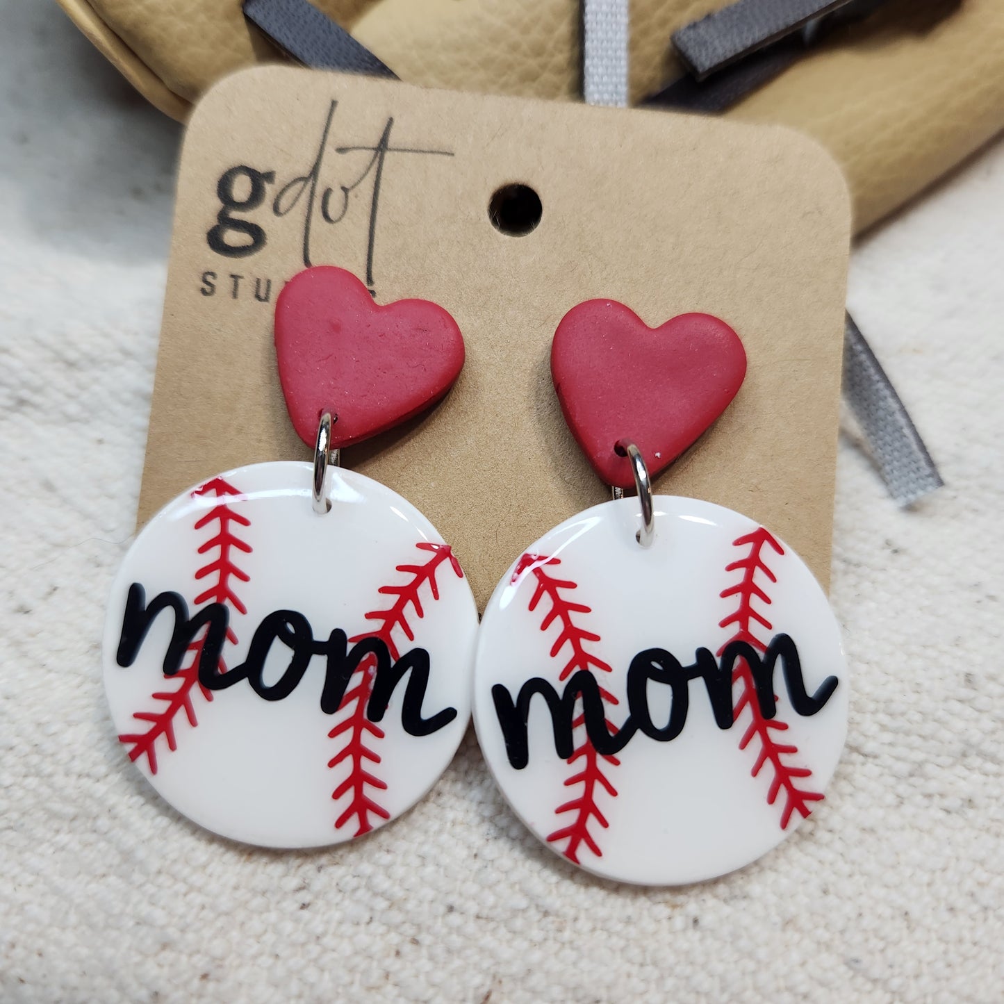Polymer Clay Baseball Earrings; Trendy Sports Accessories; Mom Gear