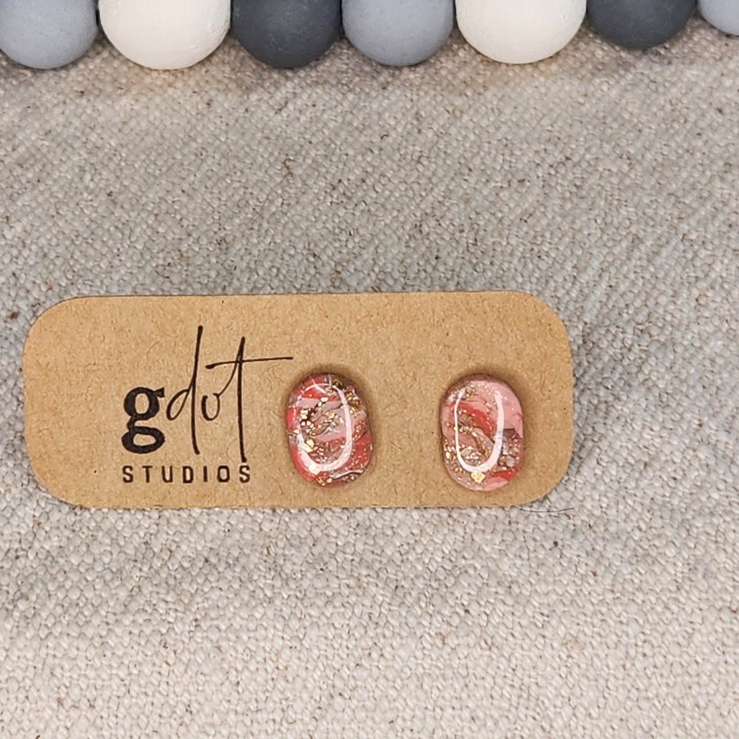Polymer Clay Coral & Gold Marble Earring Collection; Unique Accessories; Statement Jewelry