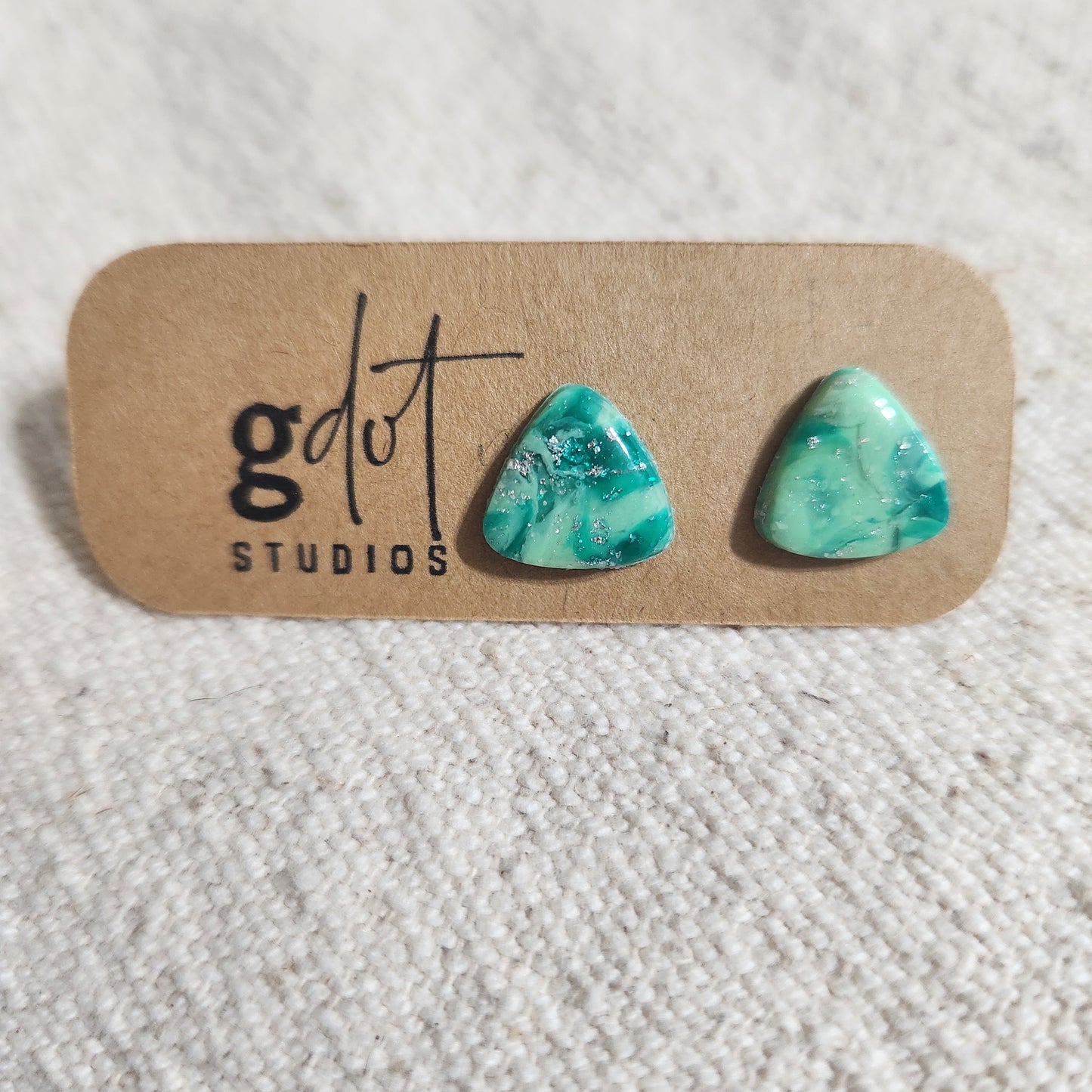 Polymer Clay Green & Silver Marble Earring Collection; Polymer Clay Earrings, Summer Earrings, Vacation Accessories