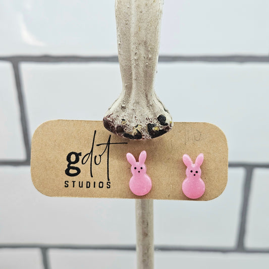 Spring Easter Peep Studs; Bunny Studs Jewelry; Lightweight Jewelry