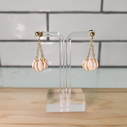 Fall Pumpkin Dangle Earrings; Autumn Earrings; Polymer Clay
