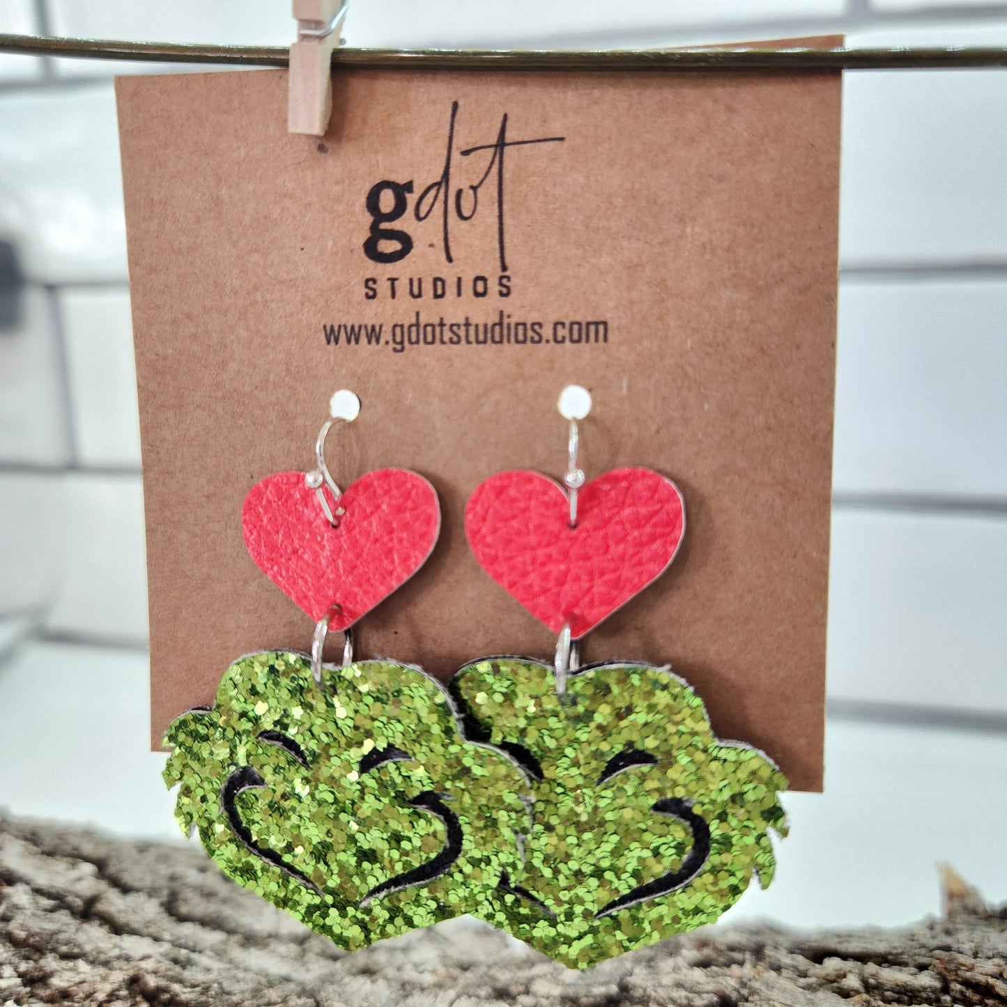 Christmas Grinch Faux Leather Earrings