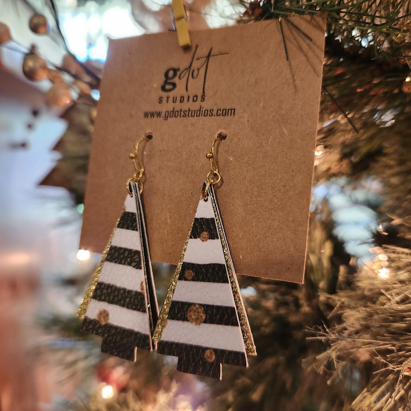 Christmas Tree Triangles Faux Leather Earrings