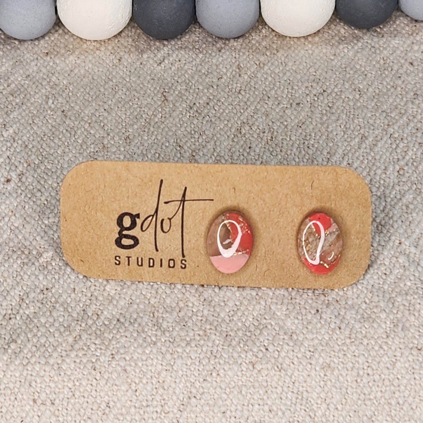 Polymer Clay Coral & Gold Marble Earring Collection; Unique Accessories; Statement Jewelry