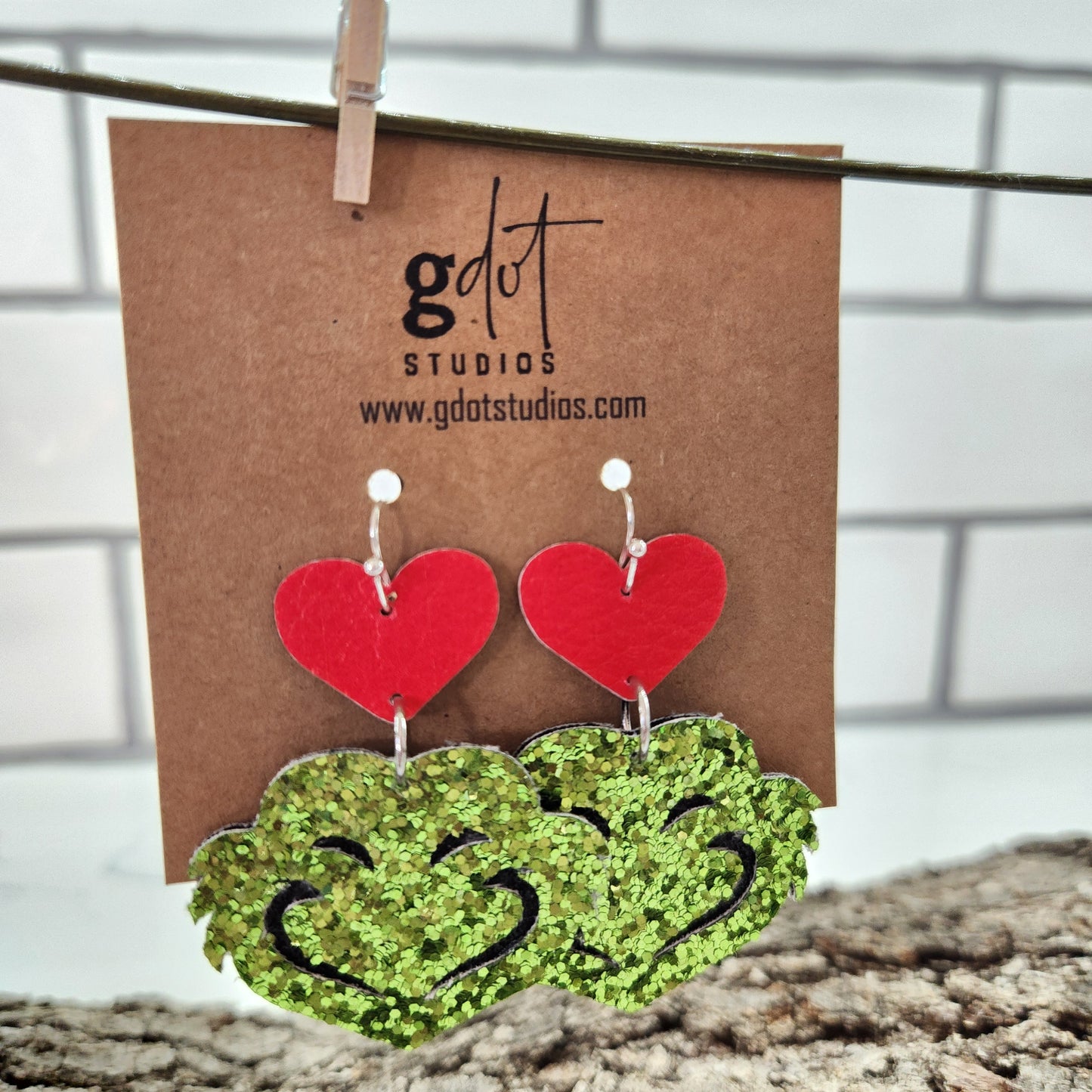 Christmas Grinch Faux Leather Earrings